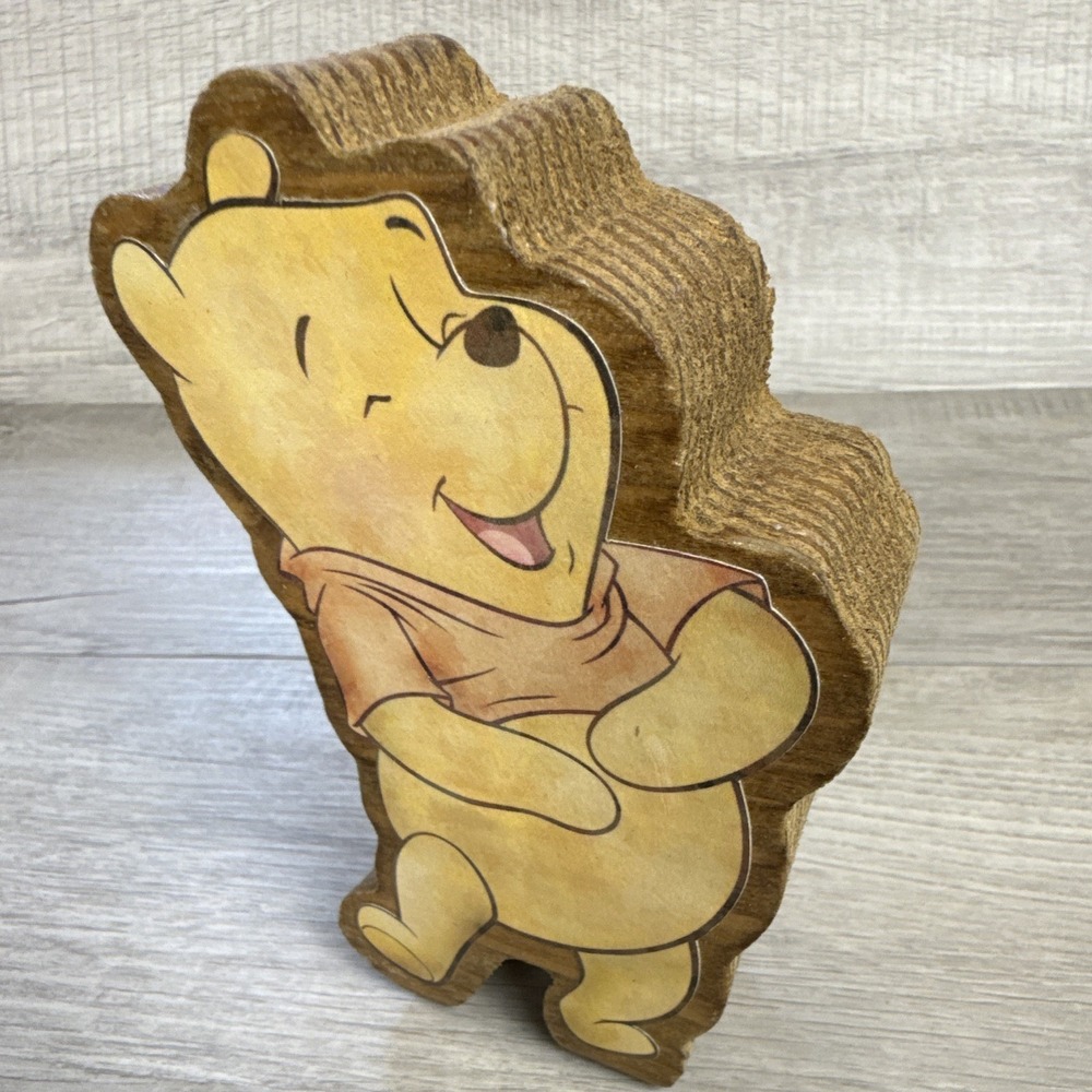 Winnie the Pooh Wooden Figurine Pooh Bear Rustic Nursery Shelf Decor Collectible